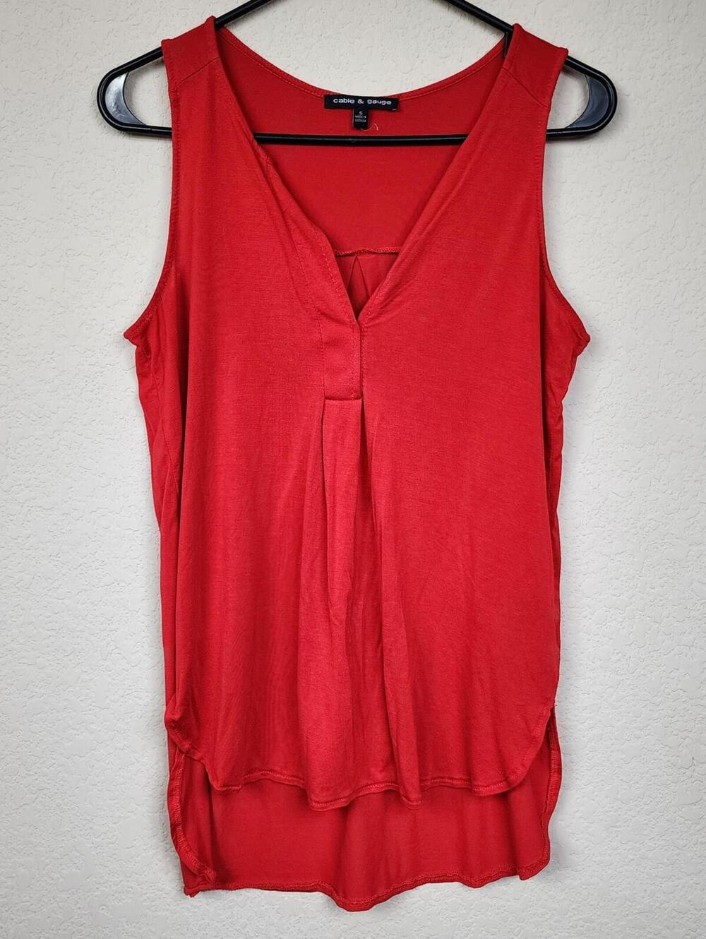 Red Sleeveless Viscose Spandex Top Size S